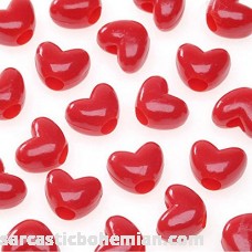 Opaque Red Heart Pony Beads Acrylic 11mm 65 pieces B01A7JH12S